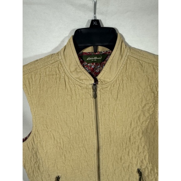 Eddie Bauer Tan Corduroy Best Floral Lining  Large EUC‎ - Picture 2 of 4